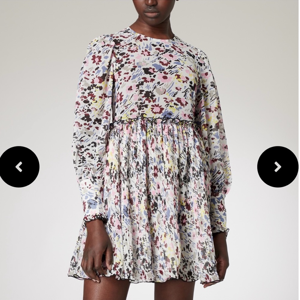 Ganni Pleated Georgette Dress